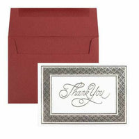 JAM Paper Thank You Card Sets - Silver Border Cards with Dark Red Envelopes - 25 Cards and Envelopes-Color: Silver Border Cards with Dark Red Envelopes