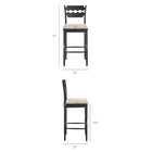 Modway - Jax Bois de chêne Tabouret de bar avec dossier ondulé en rasoir et coussin in Rayure noire d’avoine-Rasoir ondulé