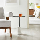 Modway Lyric Round Side Table - White Black-8-inch High Cylinder Base