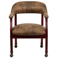 Flash Furniture Bomber Jacket Brown Luxurious Conference Chair with Accent Nail Trim & Casters-Captain's Chair