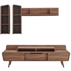 Modway Omnistand 2 Piece Entertainment Center - Walnut Grey-Spacious Open Shelf