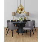 Manhattan Comfort Estelle 20.08" Modern Faux Leather Upholstered Dining Chair - Pebble and Black - Set of 2-Frame Made of Solid Wood with Splayed Legs