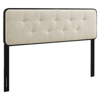 Modway Collins Tufted Fabric and Wood Full Headboard - Black Beige-Upholstered Full Headboard