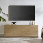 Hudson&Canal - Meuble TV Desmond pour téléviseurs jusqu'à 78" - Chêne clair-Fabriqué à partir de matériaux MDF robustes avec une finition en chêne clair fabriquée à la main
