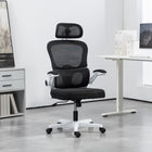 HOMCOM - Chaise de bureau ergonomique en maille avec soutien lombaire - noir-Soutien lombaire réglable en profondeur (avant/arrière) pour un confort sur mesure