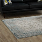Modway Dilys Distressed Vintage Floral Lattice Area Rug - 5 ft W x 8 ft L - Teal Brown/Beige-Gripping Rubber Underside