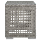 Modway - Aura Terrasse extérieure Rotin en osier Table d’appoint - Gris-Plateau en verre trempé