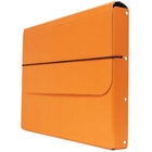 JAM Paper Thick Portfolio File Carrying Case with Elastic Band - 10 x 1 1/4 x 13 1/4 - Orange-A great business portfolio to use around the house, classroom, office or on the go