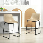 HOMCOM Counter Height Bar Stools with Back - Beige - 2 Pack-Footrest for a relaxed posture
