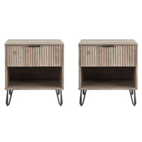 Manhattan Comfort DUMBO 20.07" Modern 1-Drawer Nightstand 2-Piece Set - Rustic Grey-Modern-Contemporary with a taste of Glam - Nightstand for Bedroom and Living Room Use. Set of 2