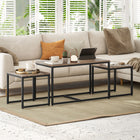 HOMCOM Nesting Coffee Table for Living Room - Brown - 3 Pack-Colour: Brown Wood Grain, Black