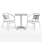 Flash Furniture – Table carrée de 23,5 po en aluminium avec 2 sièges à traverses, intérieur/extérieur (TLH24SQ017BCHR2)-Table carrée