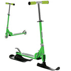 Qaba - Trottinette et luge 2 en 1 pour enfants - Vert-La conception 2-en-1 peut fonctionner aussi bien comme trottinette traditionnelle que comme trottinette des neiges 