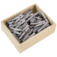 JAM Paper Wood Clip Clothes Pins - Small - 7/8" - Silver - 50 Pack-Size: Small (7/8")