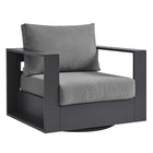 Modway Tahoe Outdoor Powder-Coated Aluminum Swivel Armchair - Grey/Charcoal-Outdoor Patio Swivel Armchair