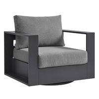 Modway Tahoe Outdoor Powder-Coated Aluminum Swivel Armchair - Grey/Charcoal-Outdoor Patio Swivel Armchair