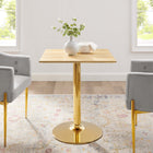 Modway Verne 28" Square Dining Table - Gold Natural-MDF Tabletop