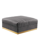 Modway Sanguine Channel Tufted Performance Velvet Modular Sectional Sofa Ottoman - Grey-Glam Deco Ottoman