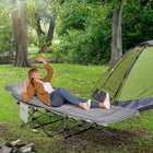 Outsunny Folding Camping Cot for Adults with Mat & Pillow - Light Grey-Dual-purpose mat brings warmth and coolness as needed