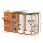 PawHut - Enclos pour chat en bois 76 po L, maison d’extérieur pour chat avec plateformes de saut 76 po L x 39,4 po l x 45,3 po H - orange-Fenêtre et porte permettant aux chats d'observer l'extérieur 