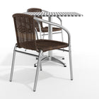 Flash Furniture – Table carrée de 31,5 po en aluminium avec 2 sièges en rotin, intérieur/extérieur (TLH32SQ020CHR2)-Garantie de 2 ans sur les pièces seulement