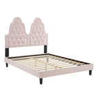 Modway Alexandria Tufté Performance Velours Lit Plateforme Twin Avec Pieds en Bois Noir - Rose-Cadre de lit simple touffé