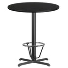 Flash Furniture Dessus de table rond de 36 po en stratifié noir avec anneau de pied-Table d'hospitalité à hauteur de bar