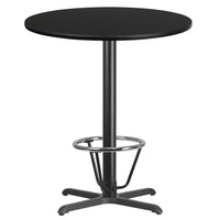 Flash Furniture Dessus de table rond de 36 po en stratifié noir avec anneau de pied-Table d'hospitalité à hauteur de bar