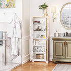 HOMCOM - Armoire de cuisine avec 4 portes en rotin et étagères ajustables - blanc-Poignées en acier raffinées pour un accès facile 