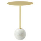 Modway - Aliza Manche Table d’appoint en marbre blanc - Laiton blanc-Table en fer et piédestal