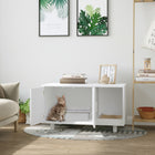 PawHut Cat Litter Box Enclosure End Table with Scratcher - White-Blends with any room decor due to its stylish and simple design 