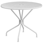 35.25'' Round White Indoor-Outdoor Steel Patio Table Set with 4 Square Back Chairs [CO-35RD-02CHR4-WH-GG]-Designed for Indoor and Outdoor Use