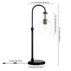 Hudson&Canal Verona 27" Tall Arc Table Lamp with Glass Shade - Blackened Bronze/Clear-Includes a 6 ft. cord with rocker switch