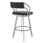 Armen Living - Capri Tabouret de Bar Moderne Pivotant de 66 cm de Hauteur de Comptoir en Métal et Similicuir Gris Ardoise-4