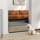 PawHut 26"-37" Dog Gate - 18" Tall Pet Gate and 2 Extensions - Black-Easy step-over while keeping toy dogs safely contained indoors