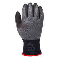 Atlas Natural Rubber Latex Rough Grip Insulated Glove - Nylon/Poly Shell Acrylic Liner - Black/Grey - Large -Natural Rubber Latex