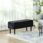 HOMCOM - Ottoman de rangement avec pieds en bois et capacité de 57 L - noir-Banc de style élégant pour la décoration 