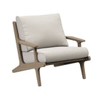 Modway Saratoga Outdoor Teak Wood Chair and Ottoman Set - Pebble-Weather-Resistant Cushions