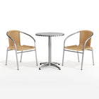 Flash Furniture 23.5'' Round Aluminum Indoor-Outdoor Table with 2 Beige Rattan Chairs (TLH-ALUM-24RD-020BGECHR2-GG)-Warranty: 5 Year Limited (non moving metal parts), 2 years on moving parts (details with product)