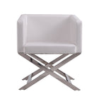 Manhattan Comfort - Hollywood fauteuil d’appoint contemporain 25,6" en similicuir blanc et chrome poli-Rembourré sur mesure en similicuir souple
