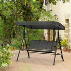 Outsunny 3-Seater Porch Swing Chair with Adjustable Canopy Cover - Weather Resistant Black-Quality steel frame for strength and support
