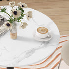 HOMCOM - Table à manger ronde avec base en acier et patin antidérapant pour salon - blanc-Matériaux : MDF, acier 