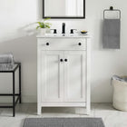 Modway - Nantucket 24" Vanette de salle de bain - Blanc blanc-Trous de robinet centraux 8"