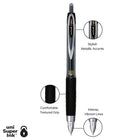 uni-ball 207 Retractable Gel Pens – 0.5 mm – Black – 3 Pack-0.5mm Micro Point