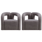 Manhattan Comfort - Darian fauteuil d’appoint moderne en bouclé 32,68" gris - lot de 2-Chaise d’appoint moderne pour le salon
