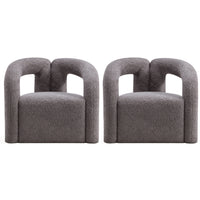 Manhattan Comfort - Darian fauteuil d’appoint moderne en bouclé 32,68" gris - lot de 2-Chaise d’appoint moderne pour le salon