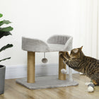 PawHut - Arbre à chat, condo avec poteaux à griffer en jute - gris clair-La plateforme offre un endroit douillet pour se détendre et faire la sieste 