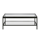 Hudson&Canal Alexis 45"W Rectangular Coffee Table - Blackened Bronze-Features a tempered glass top