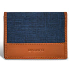Champs - Porte-cartes en Cuir Denim - Beige/Bleu-Étui à cartes en cuir dans une boîte cadeau

