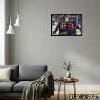 Connor Mcdavid and Leon Draisaitl Oilers Alternate Jersey Behind - Framed Canvas - 31" x 22"-Ready to hang - arrives fully assembled